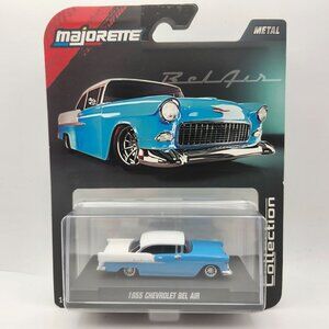 Majorette Collection 1955 Chevrolet Bel Air Teal White 1:64 With Acrylic Case